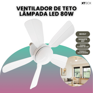 Ventilador de Teto Ajustável Lâmpada E27 Com Led Bivolt VT02 em Oferta na Shopee