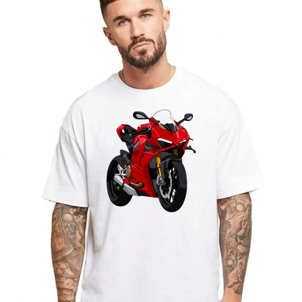 Camiseta Ducati Panigale Masculina 100% Algodão – Estampa Moto Superbike Premium Confortável T SHIRT