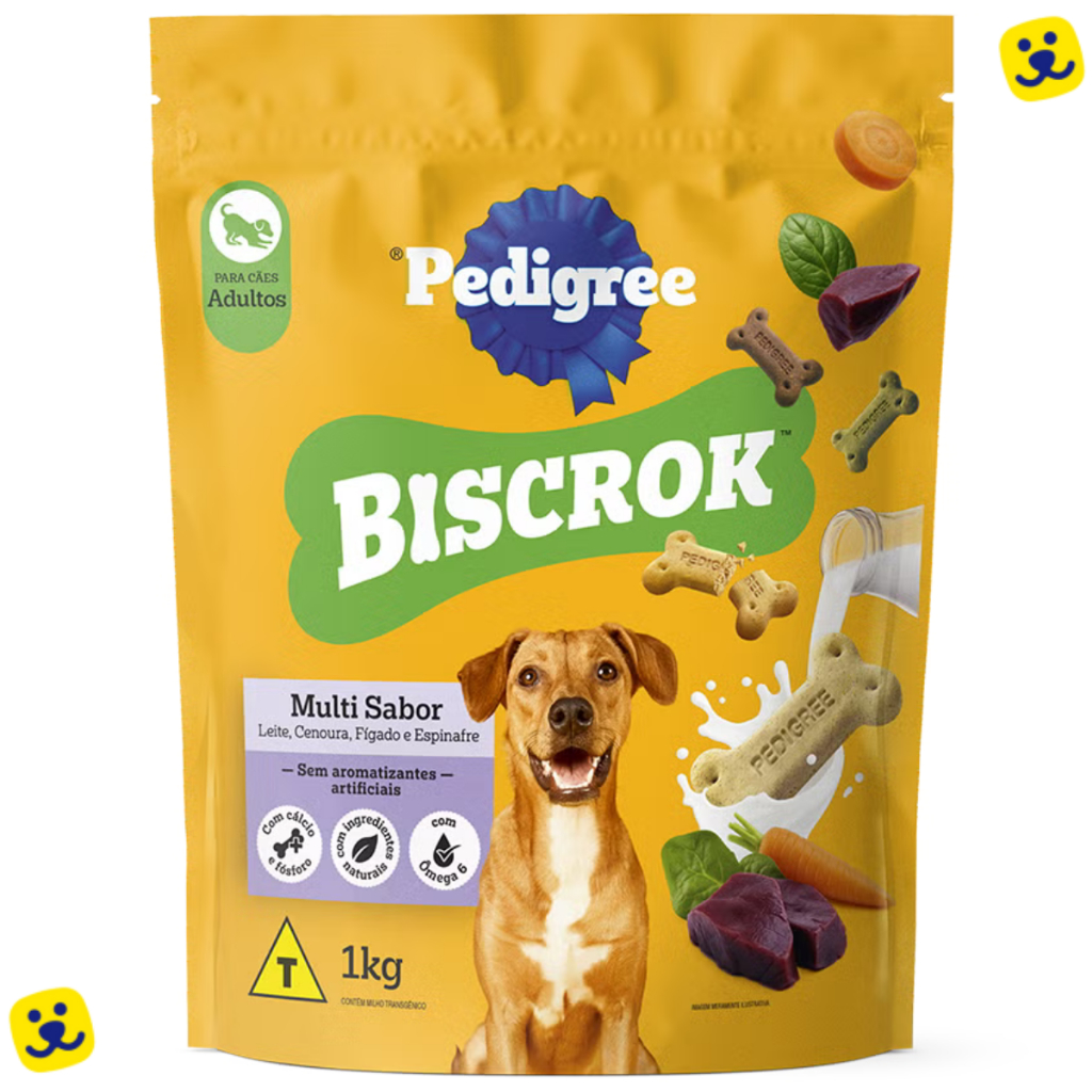 Pedigree Biscrok Multi Sabor 1Kg Biscoito para Cachorro Adulto Petisco para Cachorro Snack