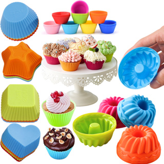 Forminhas Formas Silicone Cupcake Muffin Bolo Doces Vários Formatos Coloridas Kit com 6 ou 12 Peças em Oferta na Shopee