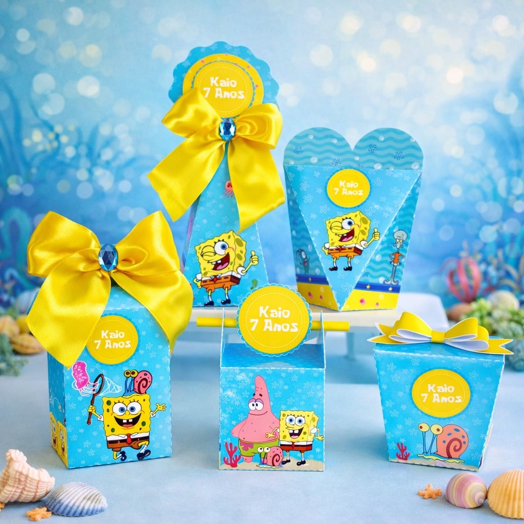 Kit Caixas Personalizada Bob Esponja - Lembrancinha de festa / aniversário
