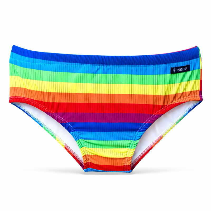 Sunga Rainbow Vibes Modelo Slip 🌈 Arco-Íris | Moda Verão 2026 | Calção de banho em Oferta na Shopee