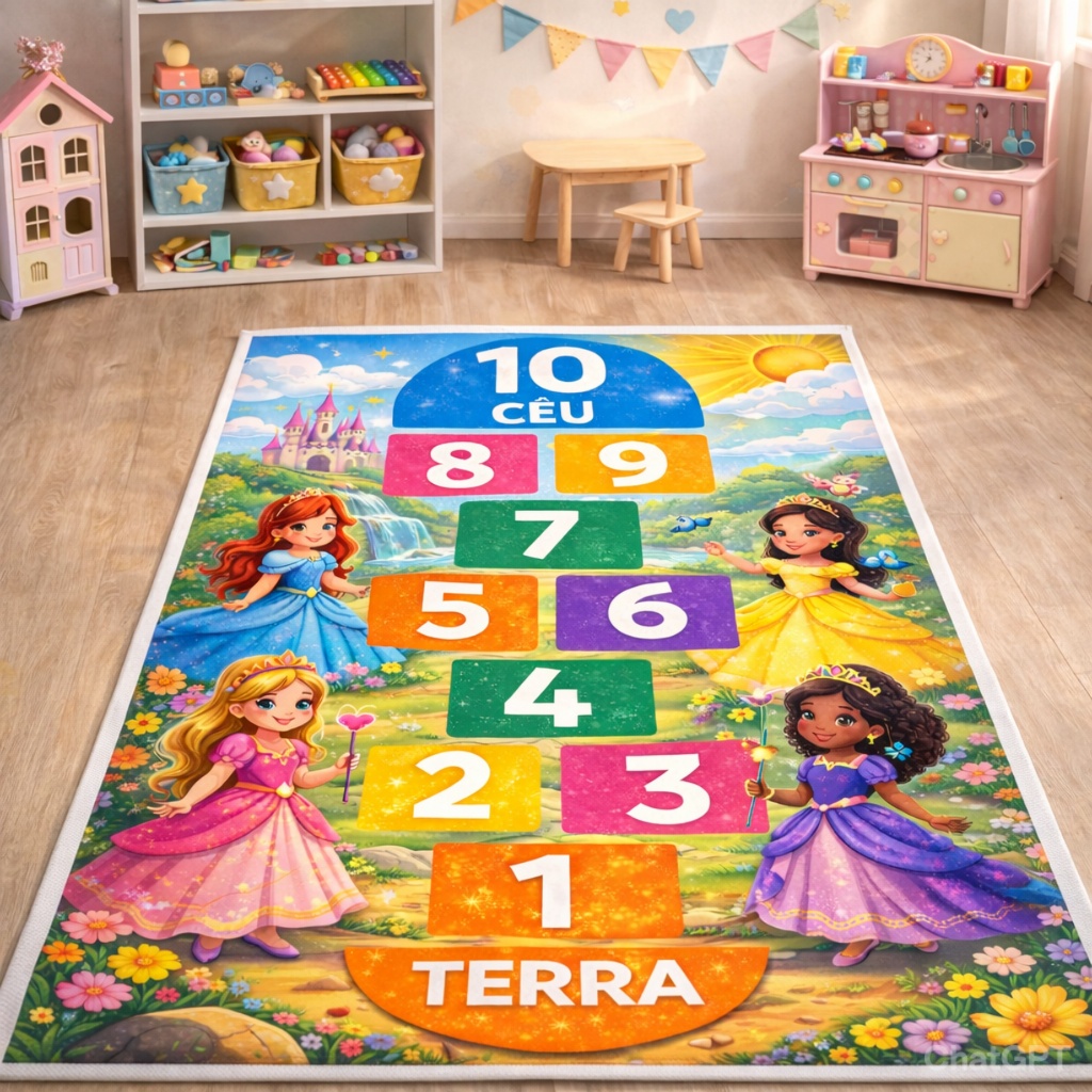 Amarelinha Infantil Divertida – Tapete Educativo Colorido para Brincar e Aprender