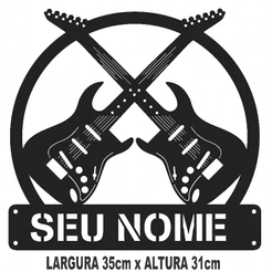 Quadro Guitarra Com Nome Personalizado Decorativo Aplique MDF 3mm