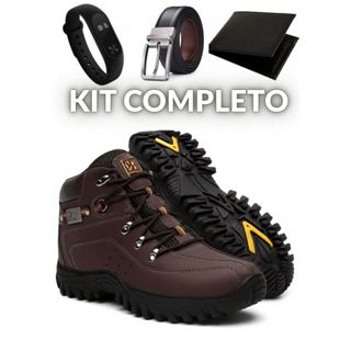 Bota Caterpillar Masculina Em Couro + Cinto + Carteira + Relógio em Oferta na Shopee
