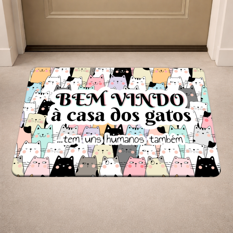 Tapete de Entrada Pet para Porta de Casa Antiderrapante Casa dos Gatos - Envio Rápido