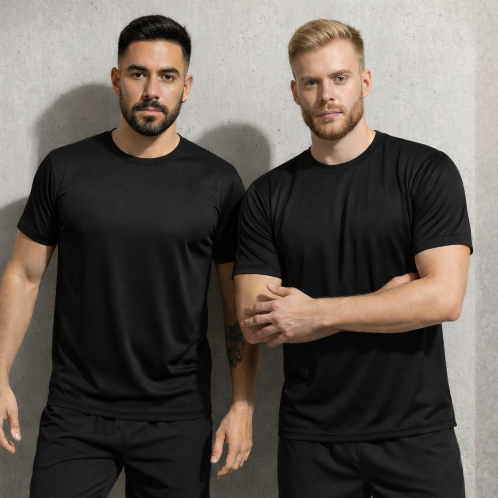 KIT 2 Camisetas Esportiva Masculina Preta Malha Dry Light