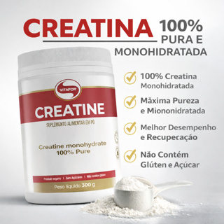 Creatina Monohidratada 100% Pura 300g Vitafor – Força e Desempenho em Oferta na Shopee