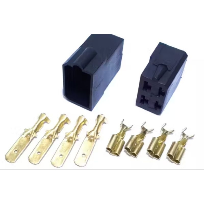 Plug 4 Vias com Terminais Macho e Fêmea, Som Automotivo.