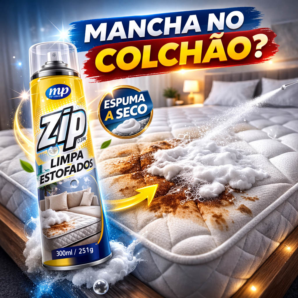 ZIP Limpa Estofados Colchao Sofa Tapete Bancos Espuma Seco Tira Mancha Odores Higienizador 300ml