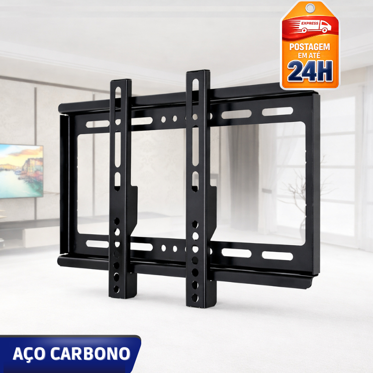 Suporte de TV Regulável para TV até 42” | Fixo com Ajuste de Inclinação • Aço Reforçado