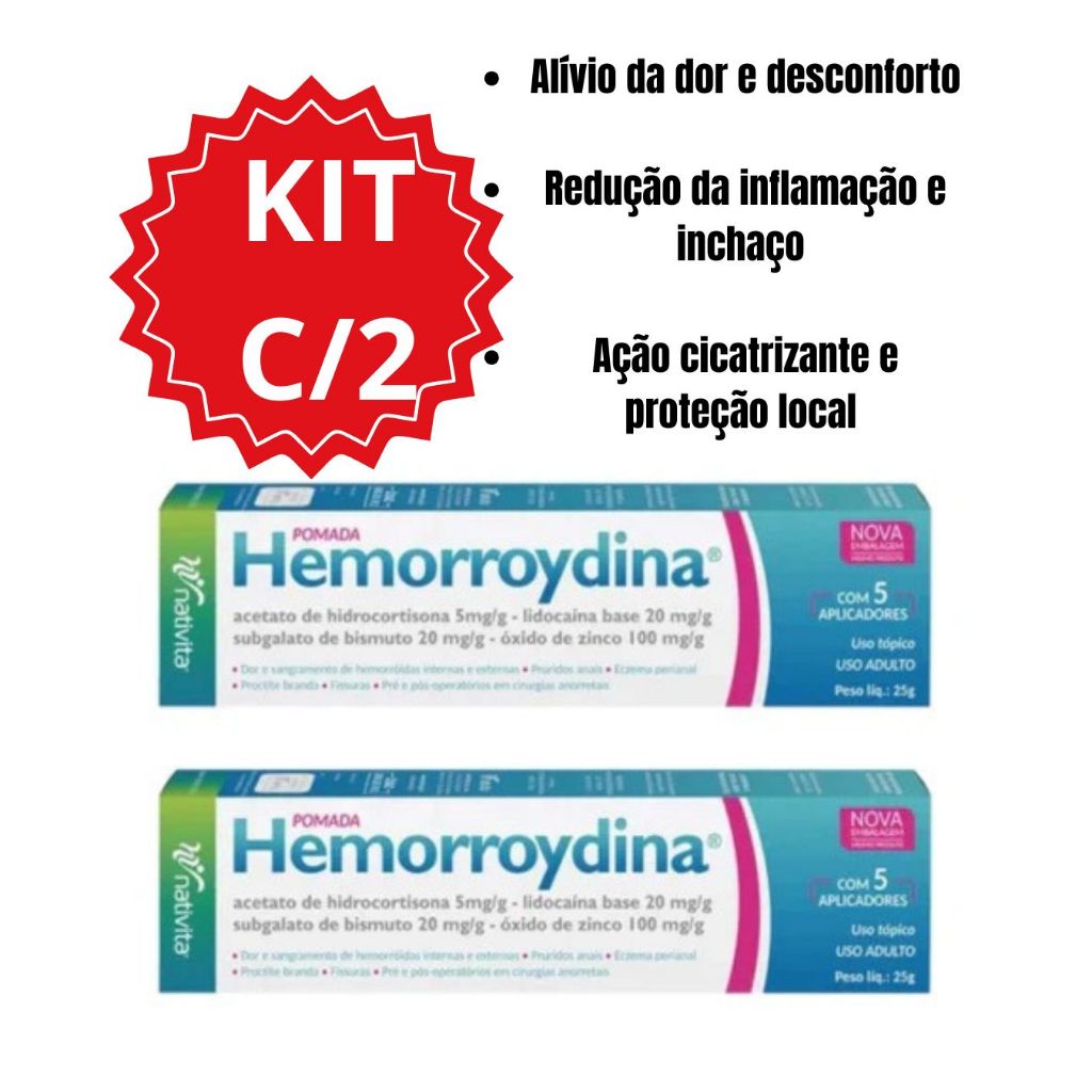 POMADA HEMORROYDINA 25G KIT COM 2 UNIDADES