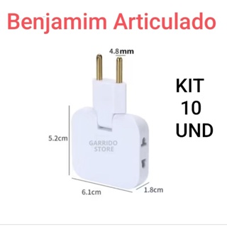 Kit 10 Benjamin T Articulado Dobrável Adaptador de tomada 10A 3 entradas em Oferta na Shopee