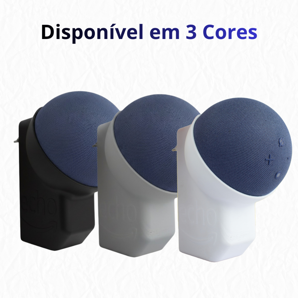 Suporte de Tomada Parede Alexa Echo Dot 4 e 5 Compartimento para Fios Stand