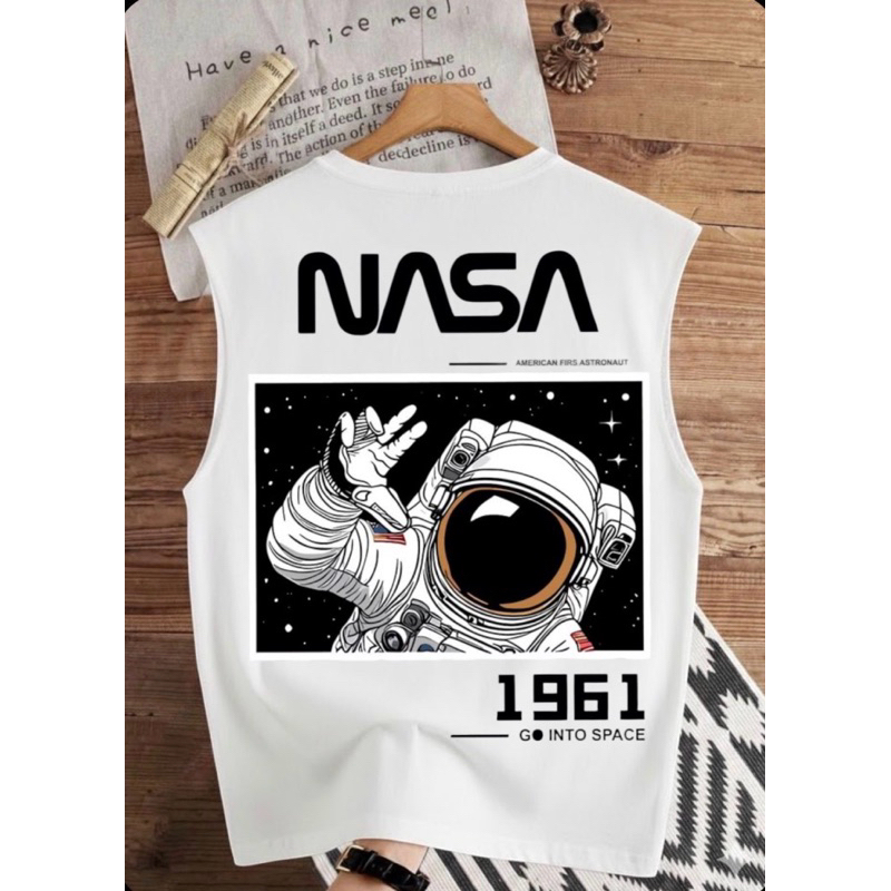 camiseta regata unissex estampada astronauta cores vibrantes que não desbotam tecido prêmio ou algodão