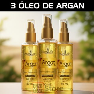 Kit 03 Óleo Supreme Argan Multifuncional Mary Life 50ml em Oferta na Shopee