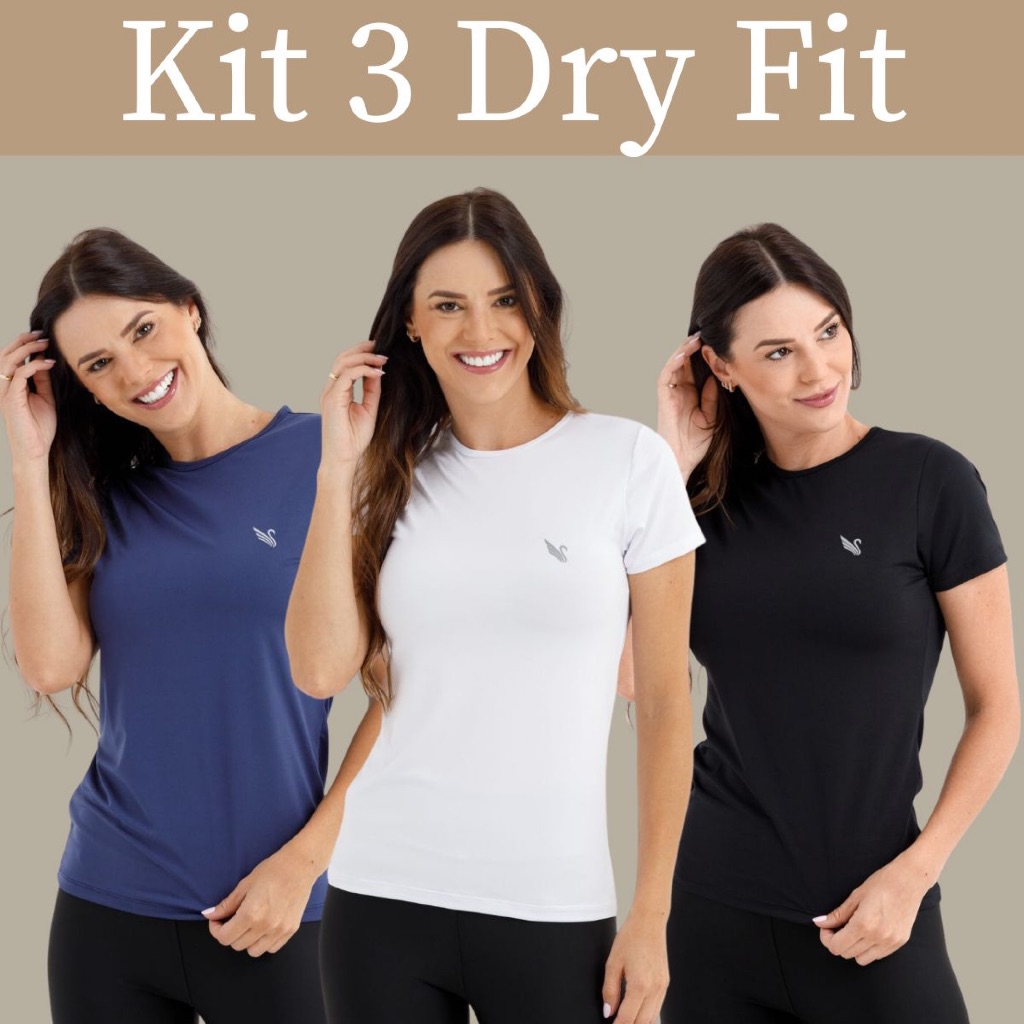 Kit 3 Camiseta Feminina Blusas Dry Fit Blusas Camisas Para Academia Uv 50 do Pao G2 em Oferta na Shopee