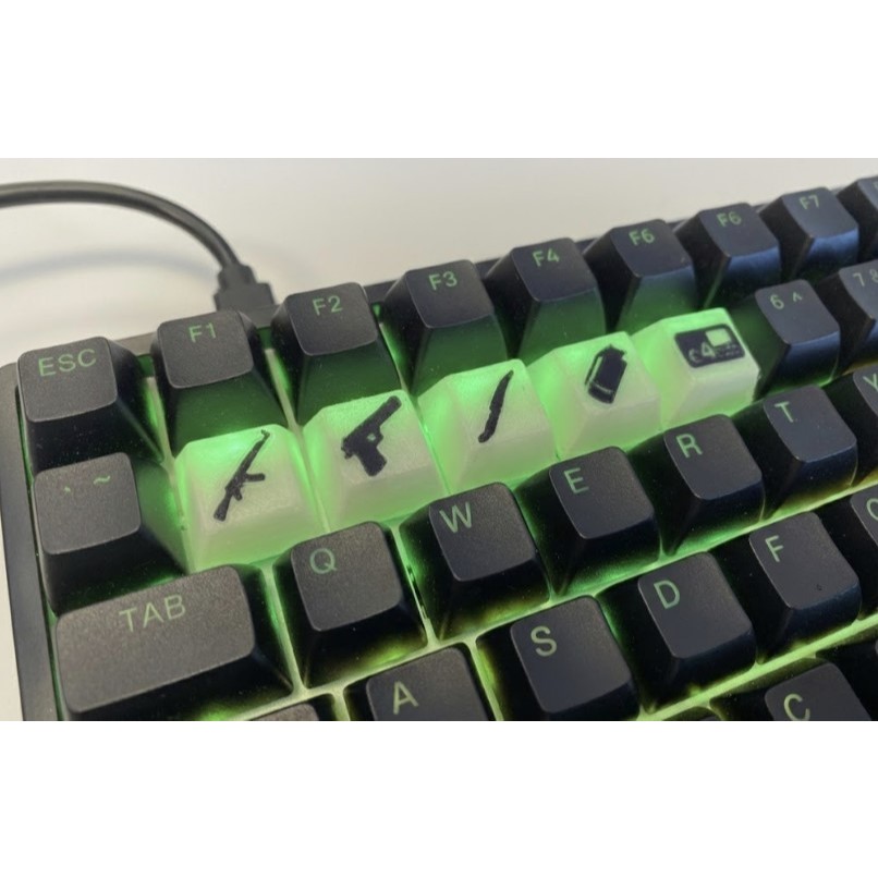 Kit 5 Keycaps Teclas de Teclado Gamer Counter Strike Transparentes Switch + BRINDE