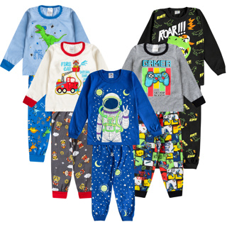 Kit 4 peças Pijama infantil 2 calças + 2 blusas menino inverno masculino bebê roupa de dormir em Oferta na Shopee