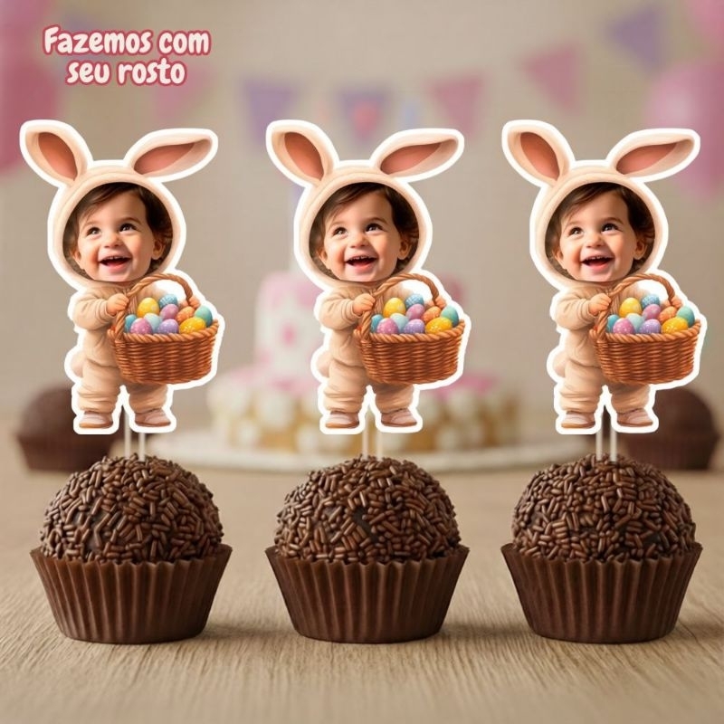 KIT TAGS TOPPERS COELHO PÁSCOA PARA DOCINHO BRIGADEIRO, TAG  PÁSCOA ROSTINHO PERSONALIZADOS BRIGADEIRO CUPCAKE ENFEITE