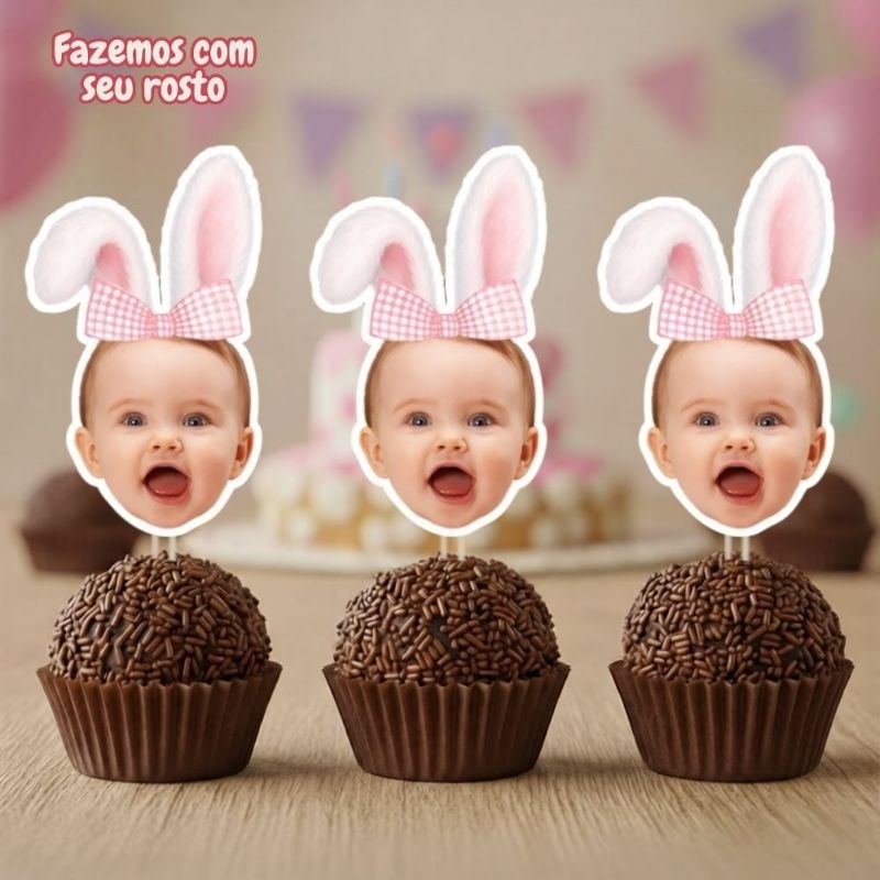 KIT TAGS TOPPERS PÁSCOA COELHO PARA DOCINHO BRIGADEIRO, TAG PÁSCOA ROSTINHO PERSONALIZADOS BRIGADEIRO CUPCAKE ENFEITE