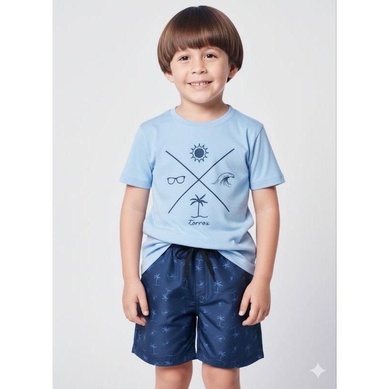 Conjunto Infantil Masculino Modelos Variados Estampado – Camiseta + Shorts – Tamanhos 4 ao 08 - Vai modelo disponível