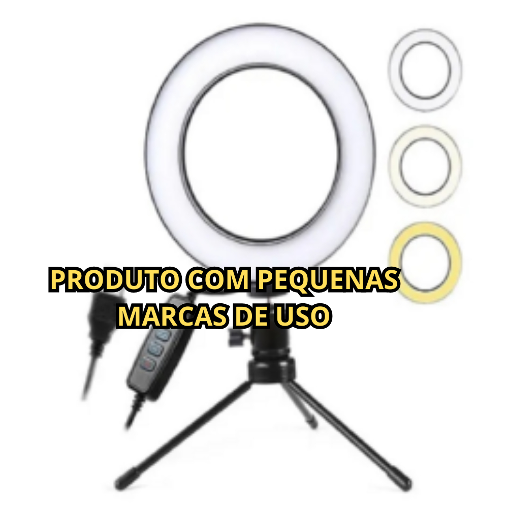 ILUMINADOR PROFISSIONAL RING LIGHT TRIPÉ MESA AJUSTE ROTATIVO YOUTUBER FOTOS SELFIE USB 26CM 10 POLEGADAS PRODUTO AVARIA