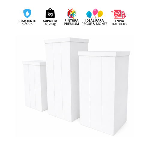 Trio de Mesa Branco MDF Pega e Monta para Festa