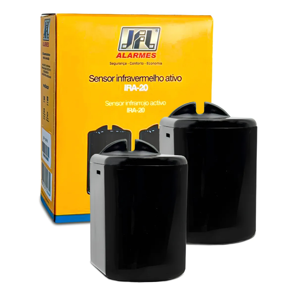 Sensor Fotocélula Ira 20 Metros Infravermelho Par JFL Preto