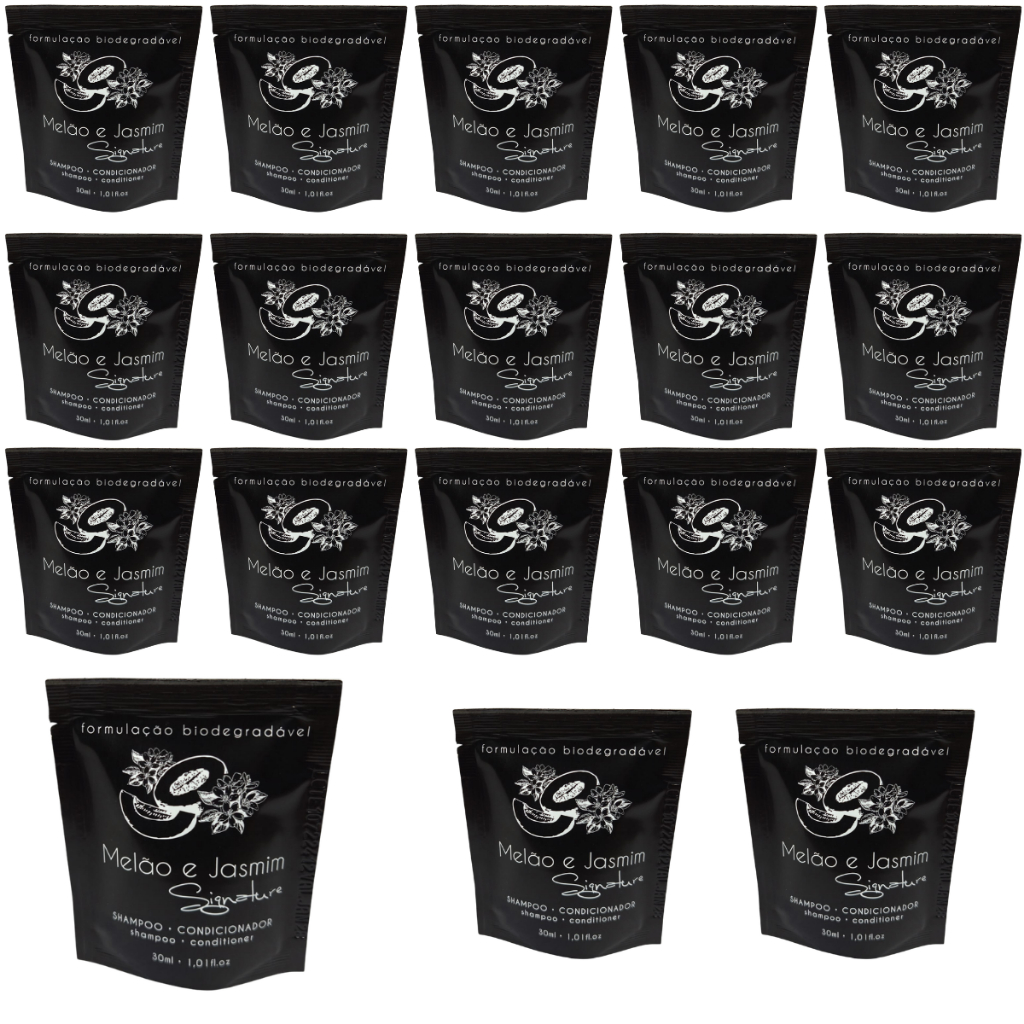 KIT Shampoo Condicionador 2 x 1 Melão E Jasmim Sachê 30ml Hotel Motel Pousada
