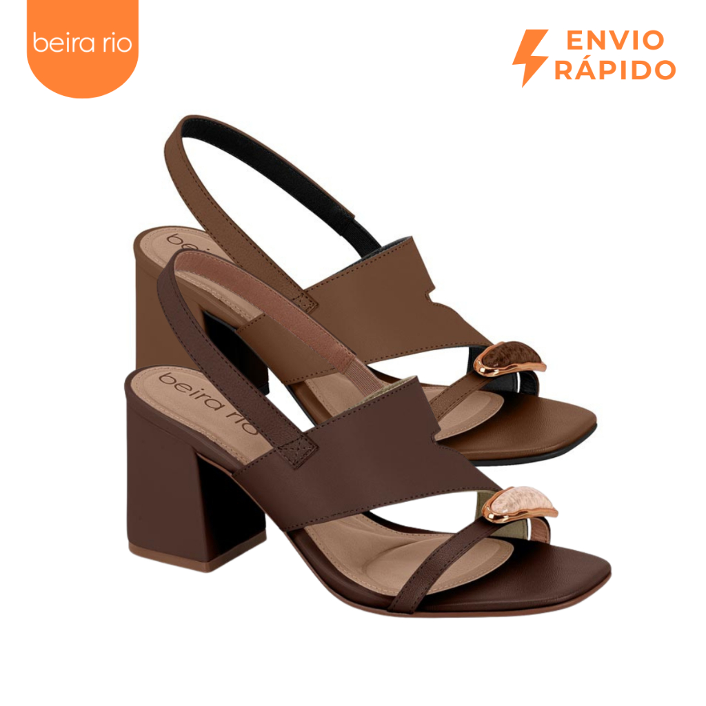 Sandalia Feminina Beira Rio Salto Bloco Medio Elastico Calce Facil Confortavel Social Original em Oferta na Shopee