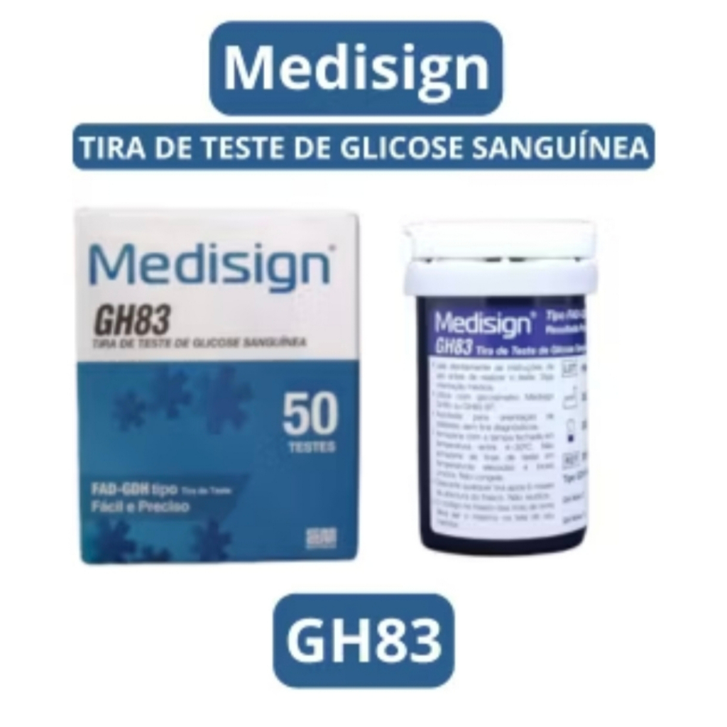 TIRAS DE GLICEMIA FITAS DE GLICOSE MEDISIGN GH83 COM 50/100/150/200 em Oferta na Shopee