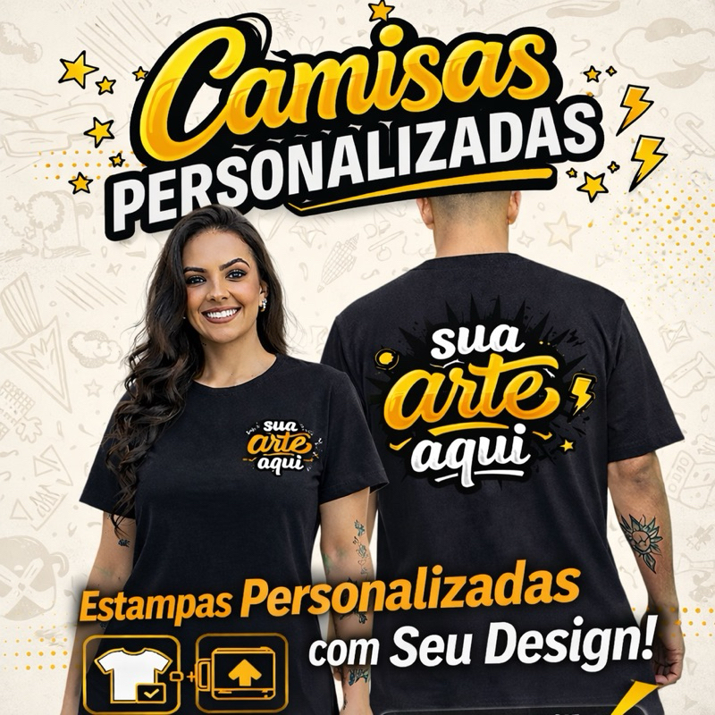 Camiseta Personalizada Premium – Sua Arte na Camisa – Algodão 100% Gold – Masculina e Feminina em Oferta na Shopee