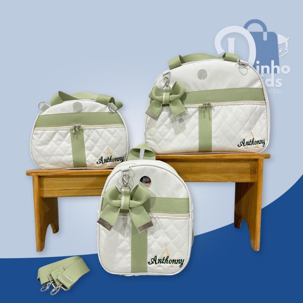 Conjunto de bolsas maternidade afeto personalizadas, kit de bolsas luxo dinho kids. Bolsa de Bebê — imagem 2 de 2
