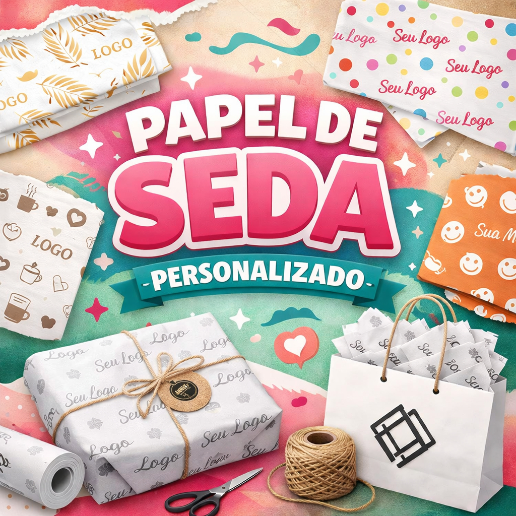 Papel Seda 20x30cm 50 un - Personalizado com seu Logotipo - Folha de Seda Personalizada