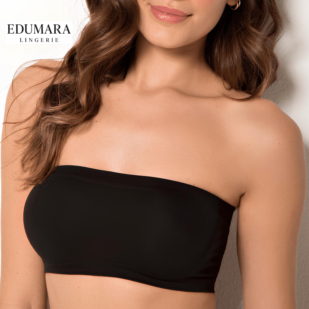 Top Faixa sem Bojo Cotton Tomara que Caia Alta Sustentação Feminino Dia a Dia Sem Alça Edumara