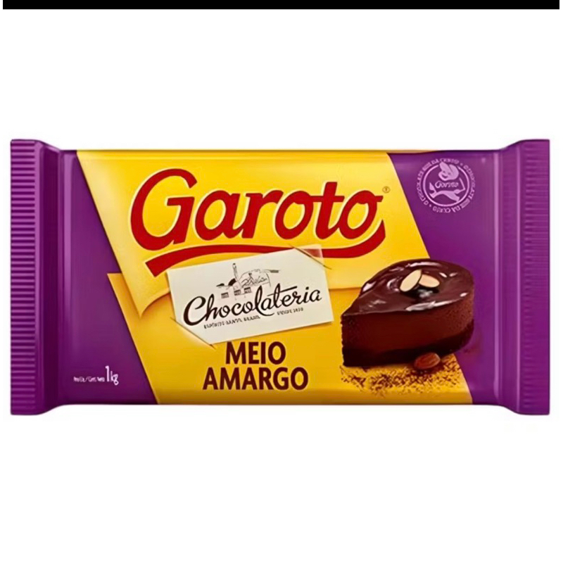 Barra de Chocolate Garoto Meio Amargo 1KG em Oferta na Shopee
