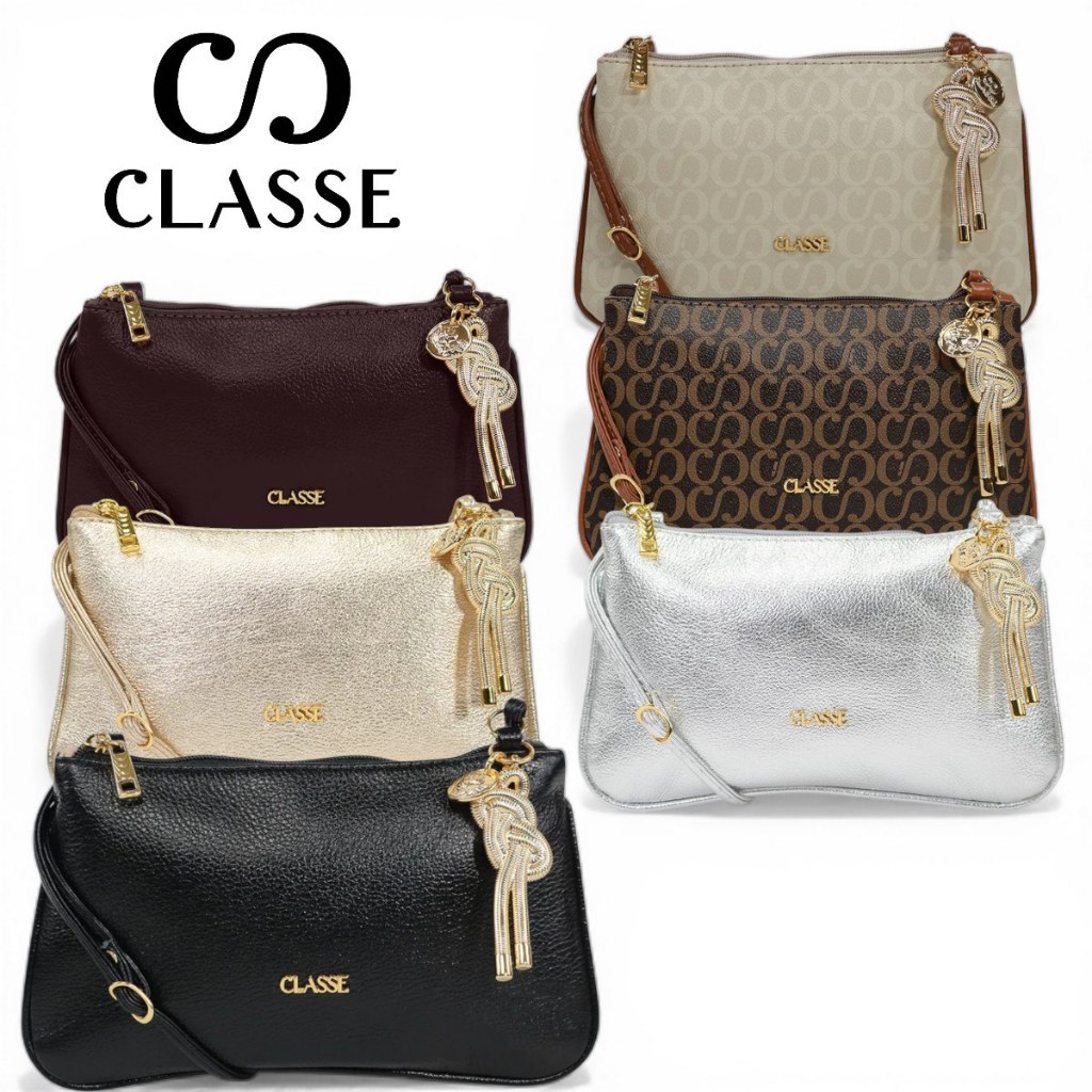 Bolsa Feminina Classe Couro Legitimo Pequena com Pingente REF.3262 em Oferta na Shopee