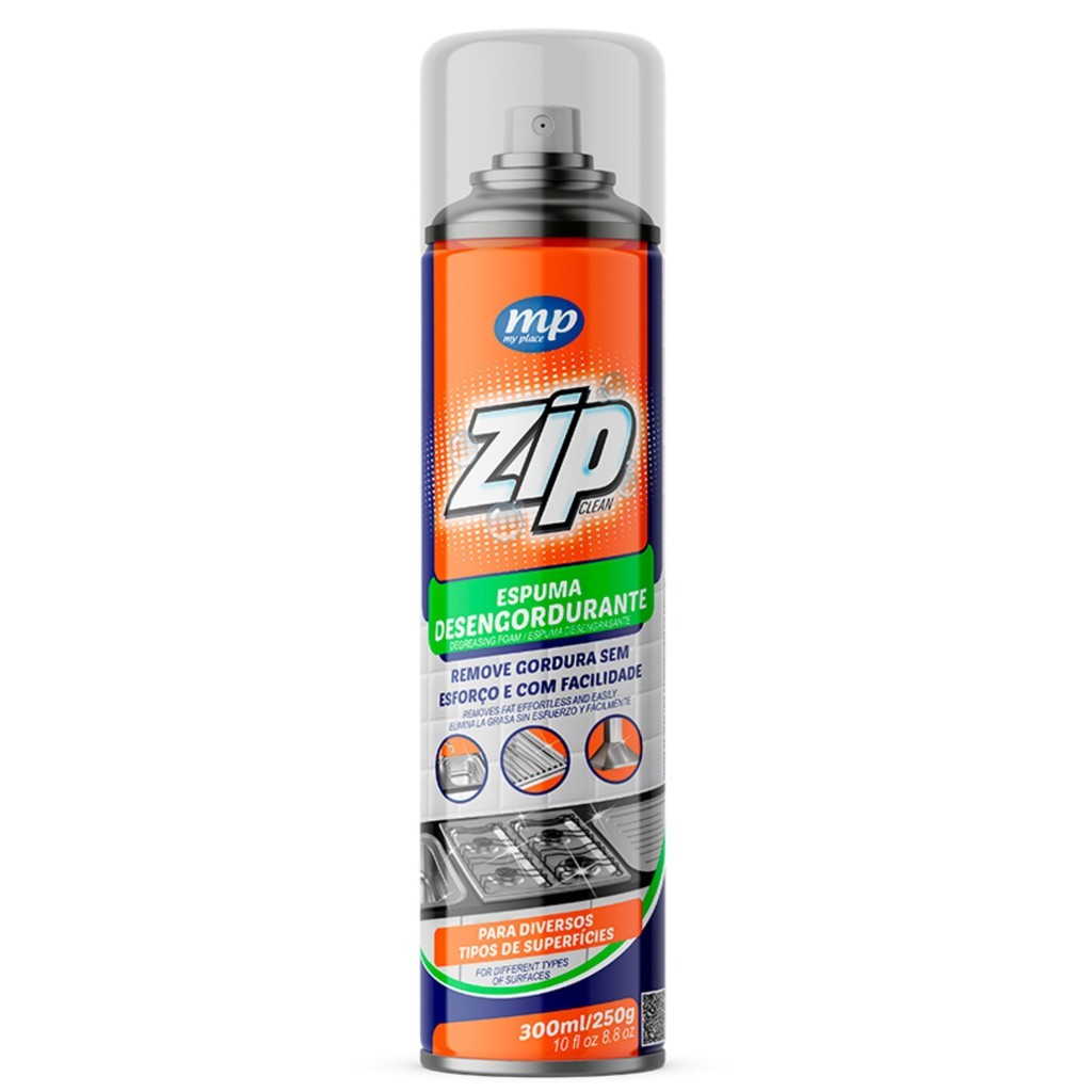 Espuma Desengordurante Zip Limpeza Pesada 500ml Remove Gordura de Fogão Air Fryer Coifa e Forno Churrasqueira Inox