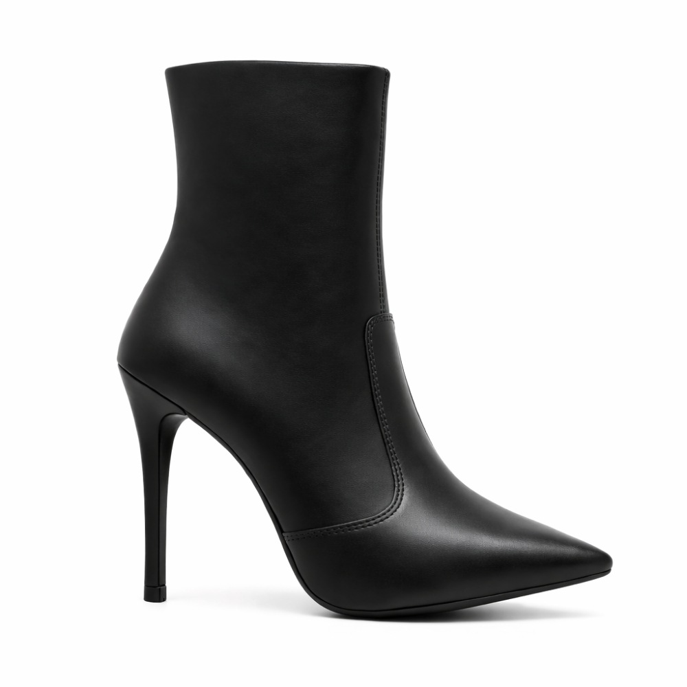 Bota Coturno Feminino Bico Fino Salto Alto Fino Cano Médio Zíper Lateral Elegante Confortável Moda Fashion Tendência