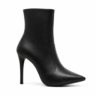 Bota Coturno Feminino Bico Fino Salto Alto Fino Cano Médio Zíper Lateral Elegante Confortável Moda Fashion Tendência