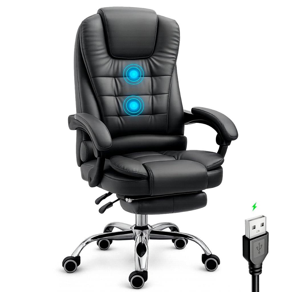 Cadeira De Escritório Delegate Presidente Ergonômica Com Massagem Apoio Para Pés Couro Nienz em Oferta na Shopee