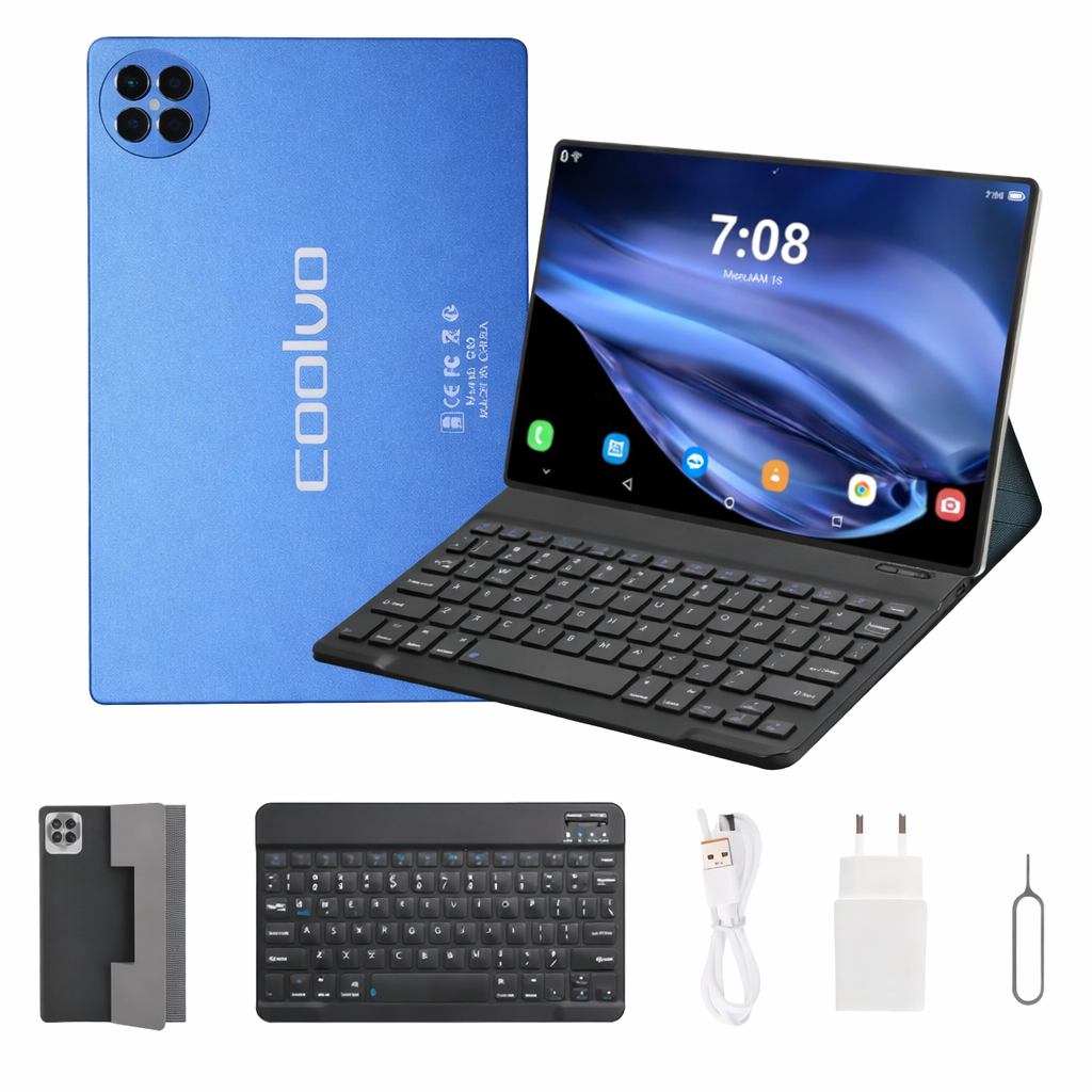 Tablet Android C10 256gb Memória 8gb Ram 10' Polegadas Wifi 5G Dual Chip Modelo Coolvo Cor Azul + Teclado