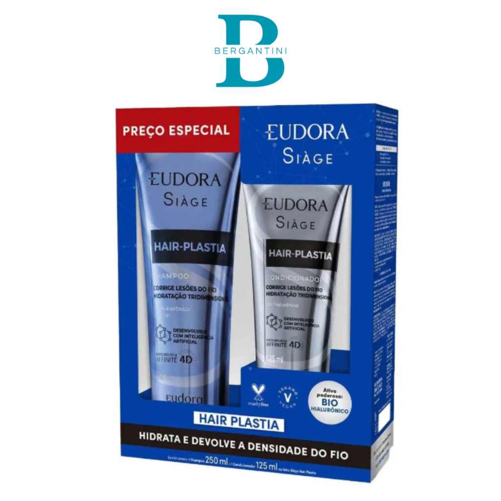 Kit Eudora Siage Hair Plastia Shampoo 250ml + Condicionador 125ml