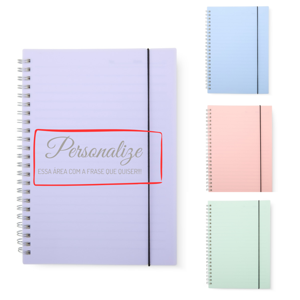 Kit 2 Cadernos A5 personalizados capa plástica elástico para lacre folhas marfim com pauta em Oferta na Shopee