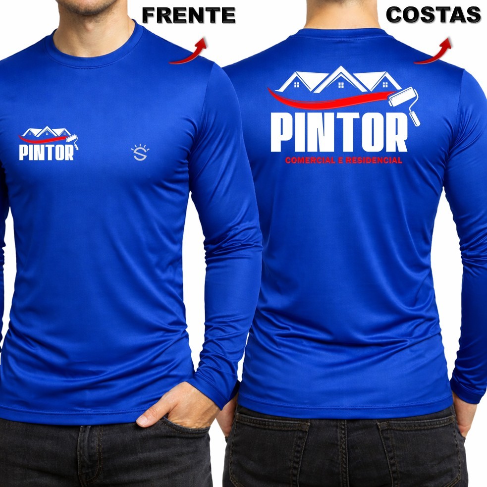 Camisa Manga Longa Uniforme Masculina PINTOR Comercial e Residencial com Proteção UV50+ Poliamida