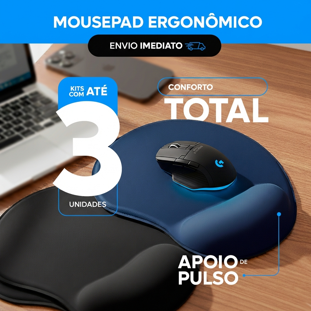 Mouse pad ergonômico em gel e tecido 22 x 19 cm Maior conforto Previne lesões