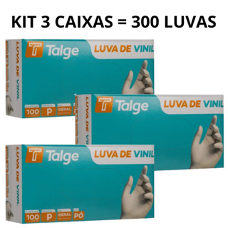 Kit 03 Caixas de Luva Vinil Com Pó e Sem Pó Descartável Tamanho P M G 300 Unidades em Oferta na Shopee