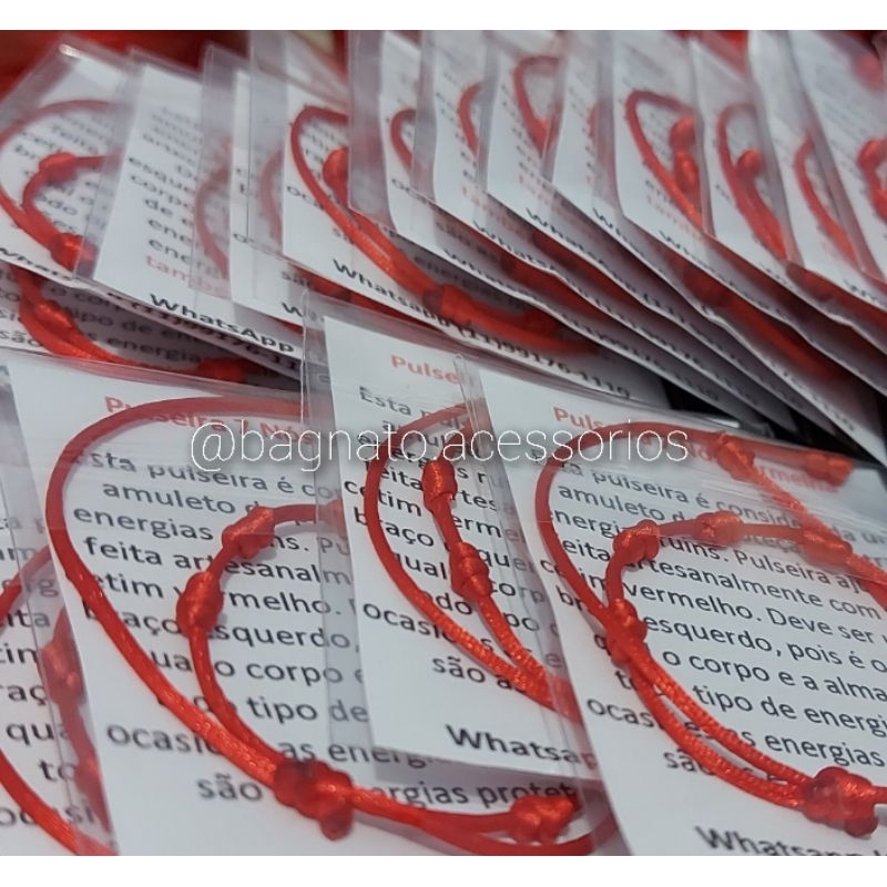 Kit com 12 pulseiras 7 nós vermelhas em Oferta na Shopee