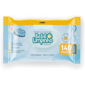 Lenço Umedecido Bebê Limpinho Premium 140 Unidades Toalha Infantil Com Tampa Flip Top Hipoalergênico Original